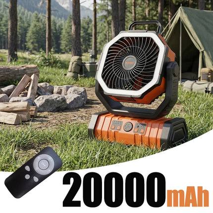 30000mAh Spray Camping Fan with Remote Control and 38H Max Runtime – Outdoor 6L Water Tank 4Nozzle Mist Spray Fan for Fishing