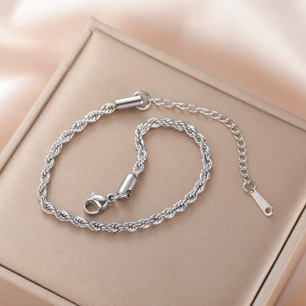 Skyrim Stainless Steel Gold Color Bracelet Twist Figaro Cuban Chain Bracelets Women Trendy Minimalist Jewelry Gifts Wholesale