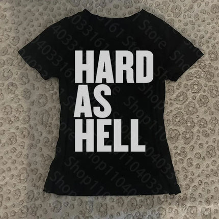 Punk Gothic Printing Slim Fit T-shirts Emo Girls Retro Letter Printing Y2K Women's Clothing 2000s Fashion Casual Summer T-shirts