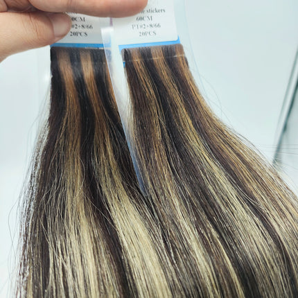 Piano ombre color Inject handtied invisible tape in hair extension highest scaly virgin quality healthy 100 human hair 2~3 years