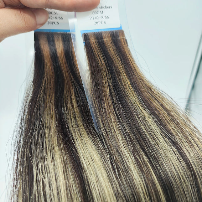 Piano ombre color Inject handtied invisible tape in hair extension highest scaly virgin quality healthy 100 human hair 2~3 years