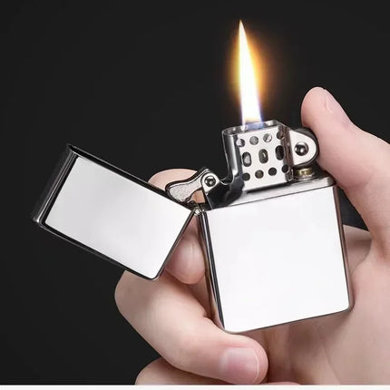 Zorro brass kerosene windproof lighter with personalized creativity, ultra-thin square angle smooth kerosene machine