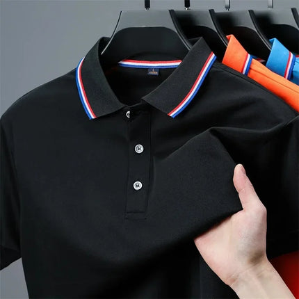 Men's Casual Solid Color Short Sleeve Polo Shirt  Summer Fashionable Comfortable Versatile Top for Men