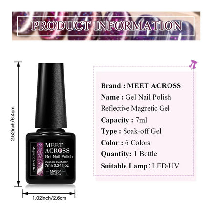 7ml Cat Reflective Magnetic Gel Nail Polish Purple Red Glitter Semi Permanent UV Gel Varnish Soak Off Nail Supplies Manicure DIY