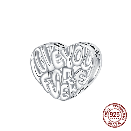 Hot Sale Charms Beads 925 Sterling Silver Solid Color Letter Family Forever Tree of Life Zircon Beads Fit DIY Bracelets Jewelry