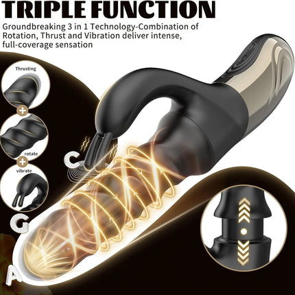 KUSHOR Thrusting G Spot Rabbit Vibrator Clitoral Stimulator 360° Swirl Up Down Thrust 5 Swirling Modes Adults Sex Toys for Women