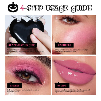 PH Color Changing Magical Black Cream Long-wearing Blush Cheeks Lips Natural Pink Moisturize Long Lasting Makeup Cosmetics