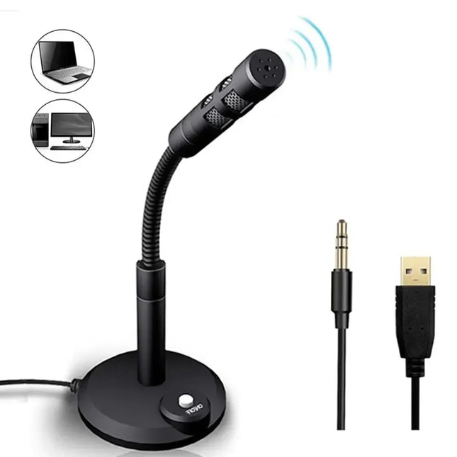 3.5mm Studio Microphone Speech Mic Stand Holder USB Desktop Wired Gaming Mic Mini For PC Notebook Podcast Recording Studio