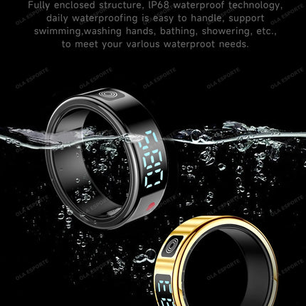 2026 R12 Smart Ring with Display Screen and Touch, Wireless Charging, Health Manager 5ATM Waterproof For Men Women Smartring New
