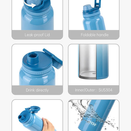 TYESO Stainless Steel Thermal Water Bottle Portable Tumbler Sport Vacuum Flask Keeps Cold and Heat Thermal Mug Car Insulated Cup