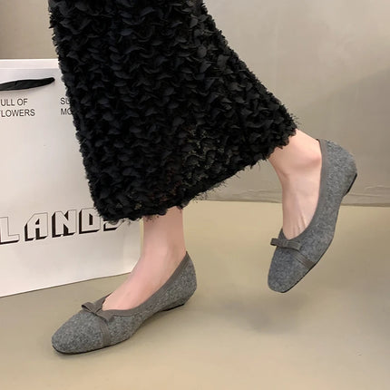 Fur Lining Women Flats Shoes Concise Round Toe Butterfly-knot Shoes Comfort Soft Sole Outdoor Shoes 2026 Spring Autumn Loafer