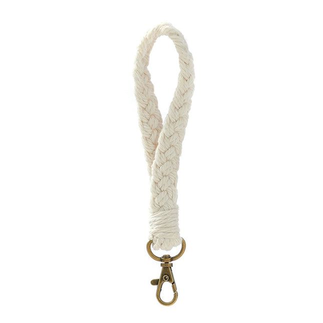 Soft Cotton Rope Keychain Boho Handmade Wristlet Bracelet Key Chain Long Weaving Wrist Lanyard Car Key Holder for Women Gift