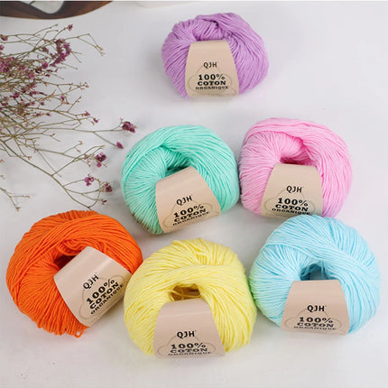 3PCS 100% Organic Cotton Yarn Machine Washable For Adult Baby Sweaters/Gloves/Scarves/Hats Etc. 50 gr (1.76 oz) 125 m (136 yrd)