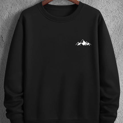 2025 Men's Oversized Urban Minimalist Mountain Premium Graphic Sweatshirt Trendy Casual Streetwear Top For Men