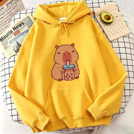 Capybara Cartoon Hoodie Graphic Printing Kawaii Sweatshirt Long Sleeve Comfortable Clothing Casual Pullovers Soft Cute