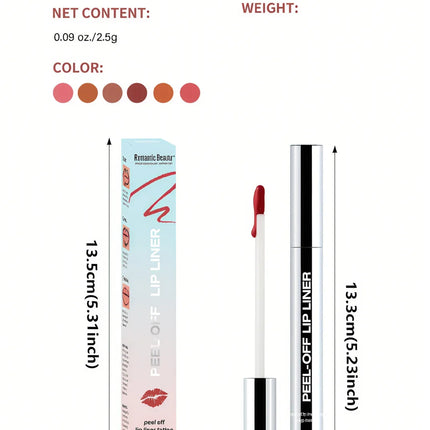 6 Color Peel Off Lip Liner Matte Waterproof Lip Gloss Long Lasting Transfer Proof Nourishing Formula for Comfortable Wear Beauty