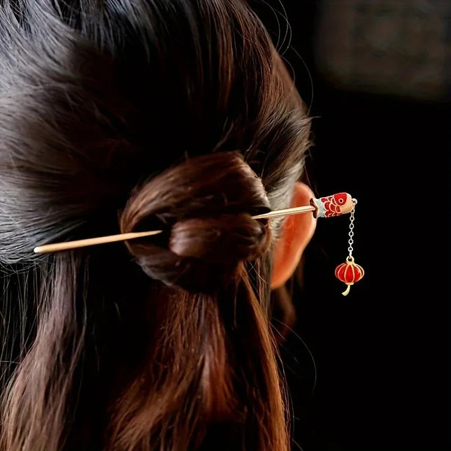 Chinese Style Koi Carrying Lanterns Auspicious Lucky Steps Shaking Ladies' Hairpins Ancient Style Elegant Hair  Hairpins