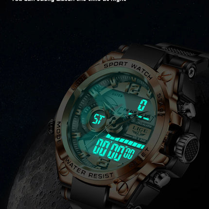 LIGE Men Military Watch Digital 50m Waterproof Wristwatch LED Quartz Clock Sport Watch Male Big Watches Men Relogios Masculino