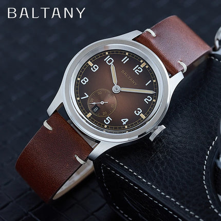 Baltany Retro WW2 Military Wristwatch S2081 Gradual BrownDial 100ATM ST1731 Movement  39MM Dirty Dozen Homage Field Watch Men