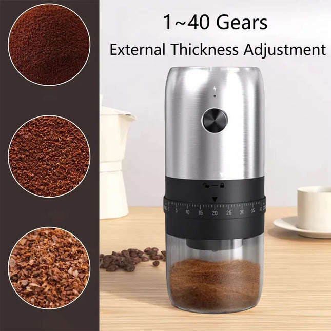 Portable Electric Coffee Grinder, USB Rechargeable, Home/Outdoor Blender, 40-Gear External Adjustable, for Coffee Bean Grinding, Kitchen