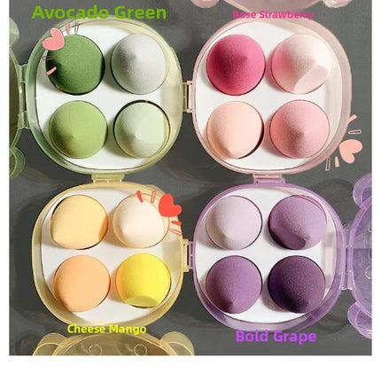 Ultra Soft Bear Beauty Blender 4pcs Set Makeup Sponge Dry Wet Use Water Activated Large Size Non-Powder Eating Puff