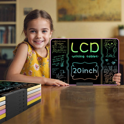 20-Inch Rechargeable LCD Writing Tablet, Multi-Color Erasable Graffiti Drawing Board for Learning & Education