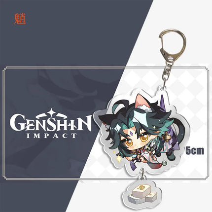 Genshin Impact Keychain Pendant ZhongLi Klee Raiden Shogun Xiao Wendi LingHua Car keyring Women Bag Charms Anime Game key chains