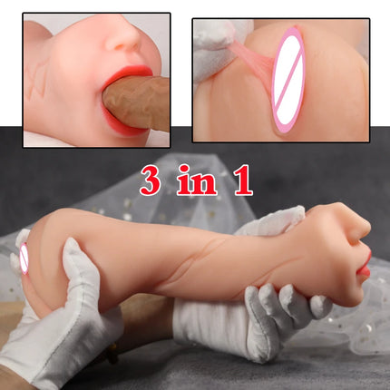 Male Blowjob Masturbators Pocket Pussy Masturbation Stick Sex Toys For Men Deep Throat Artificial Realistic Rubber Vagina Pusssy