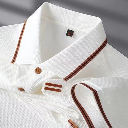 Luxury Brand Men's T-shirt designer Business Loose Fit Turn Down Collar Short Sleeve Polo Shirt Soft Solid Tops Tees Men T-shirt