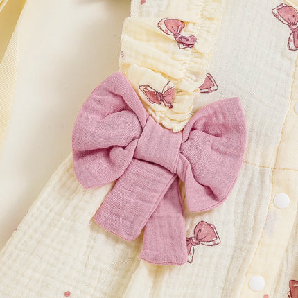 100% Cotton Newborn Baby Girl Dresses 0-9 Months Infant Cute bow print Dress +Hat 2PCS Set Summer Sweet Outfit Baby Clothing