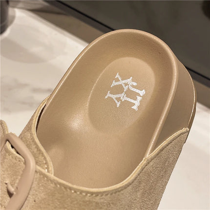 Smile Women Slippers Summer Casual Women Shoes Retro Trend With Buckle Slippers Comfortable Beach Slippers Round-headed Slippers