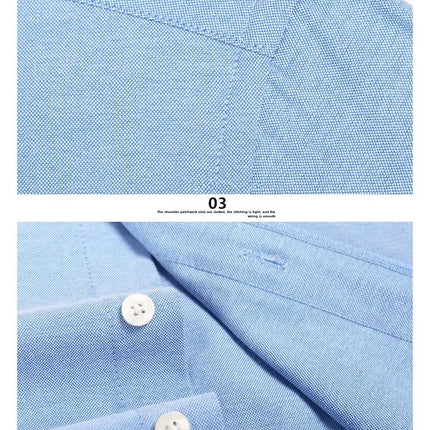 New Men's Oxford Spinning Short Sleeve Solid Color Tooling Business Casual White Shirt Slim Fit Trend Long Sleeve Casual Shirts