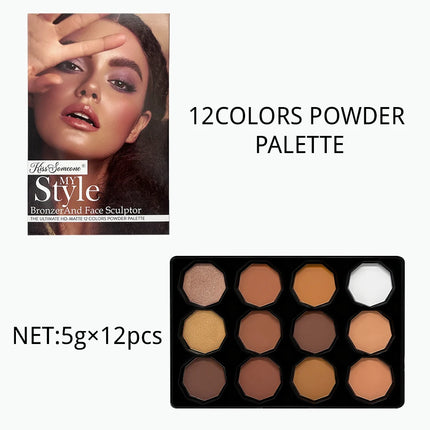 Professional Light Medium Brown Contour Highlight Palette,Multiple Full Coverage Makeup Palet for Correcting, Easy Blending
