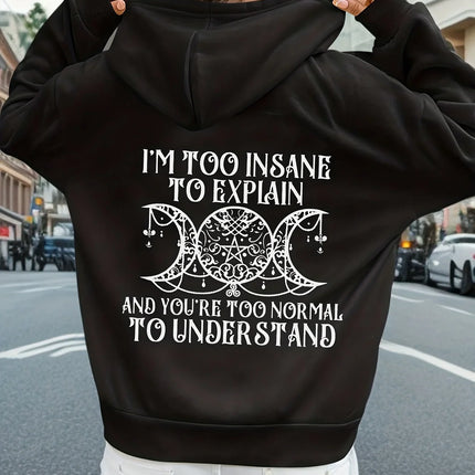 I'm So Crazy I Can't Explain The Printed Hoodie Women's Street Round Neck Clothes Fashionable Versatile Hooded Autumn Warm Y2K
