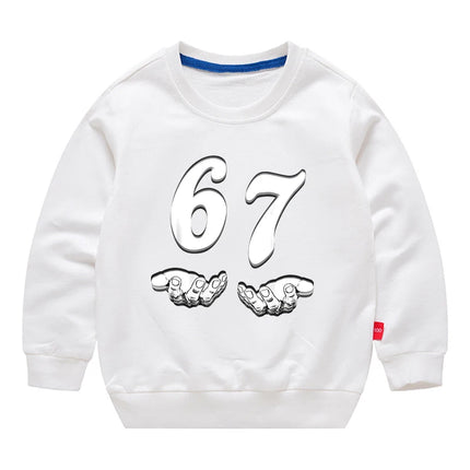 67 Six Seven Funny Digital Print Sweatshirt For Boys Girls 3-12Years Kids Cartoon Sports Hoodie Caual long Sleeve Tshirt