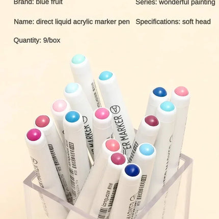 LANGUO 207/9 Colors Direct Liquid Acrylic Marker Soft Brush Paint Pen For Manga Graffiti Crafts Art School Supplies Stationery