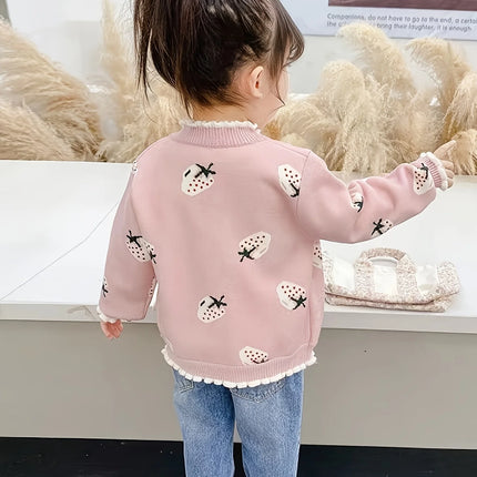 Girls' Knitted Cardigan Autumn New Style for Young Children and Toddlers Trendy Sweater Cardigan Top Jacket