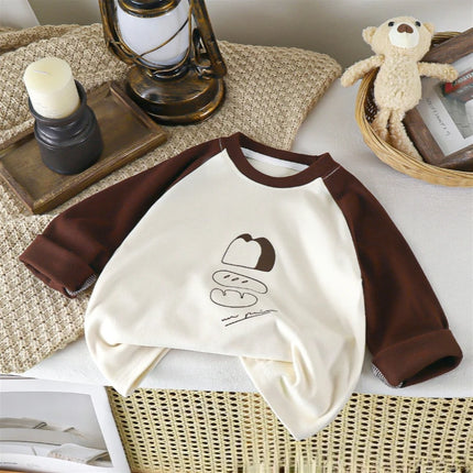 Children's Spring New Top, Boys and Girls Baby Long-Sleeved Casual T-shirt, Round Neck Cartoon Base Shirt for Outdoors