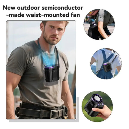 Waist Clip-on Fan with Semiconductor Cooling, Portable Mini Air Conditioner, Rechargeable Cooling Fan for Outdoor Working Hiking
