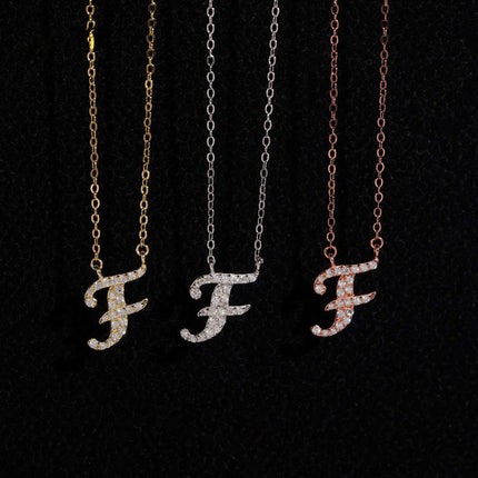 Iced Out Pendant Necklace  925 Silver Initial VVS Moissanite Letter Pendant Link Chain Necklace A-Z  for Men Women