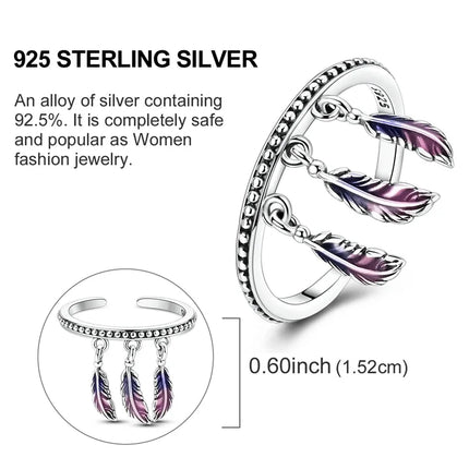 Women Silver Finger Rings for Women Original 925 Sterling Silver Dream Catcher Dragon Ring Sun Zircon Heart Wedding Jewelry