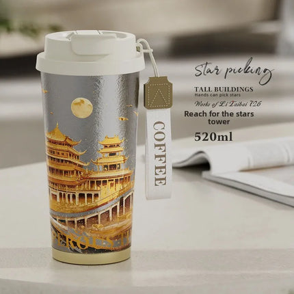 100% Pure Titanium Couples Coffee Mug - 520ml  Cup, Compact Portable for Office/Outdoor/Travel, Coffee Heat Retention