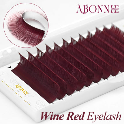 ABONNIE Wine Red Color Eyelash Extension Premium Cashmere Burgundy Lashes Individual Mink False Eyelashes