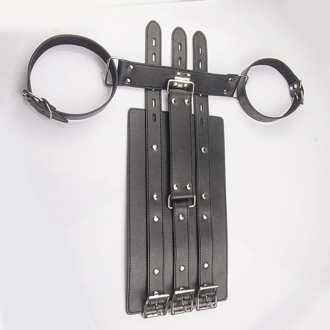 Leather Bondage Handcuffs, BDSM Armbinder Restraint, Arms Behind Back Straitjacket, Sex Toys For Couples