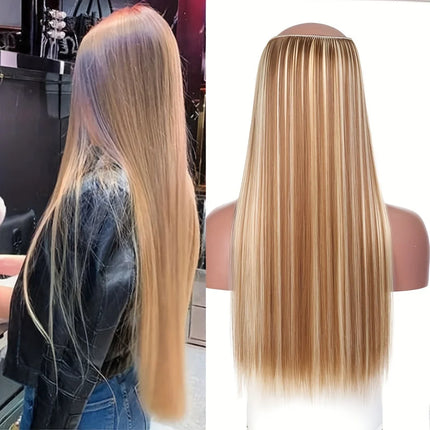 Synthetic Of The Line Type Hair Extensions Straight Hair Wig Piece One Piece With Invisible Fish Line Transparent Wire