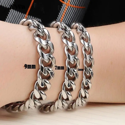 Awit Miniamlist Men Bracelet Gold Jewelry Street Style Stainless Steel 316L 18k Gold Plated Cuban Chain Bracelets For Women