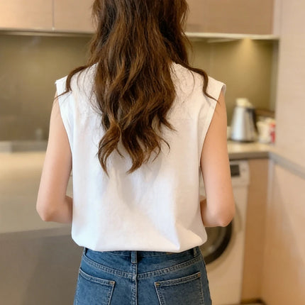 Women's Loose Sleeveless Tank Top Summer Casual Vest Basic Daily T-shirt Sweet Style Suitable For Students Stretchy Soft Women's Wear