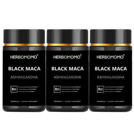 Natural Black Maca Booster for Men, Maca Root Capsules ，Ginseng Increase Endurance, Boosts Energy & Strength
