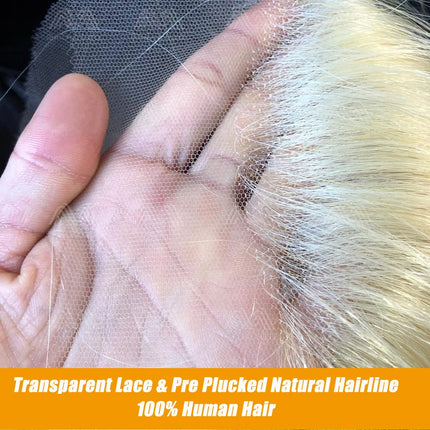 613 13x6 Lace Frontal Only 100% Human Hair 4x4 Straight Transparent Swiss Lace Closure Honey Blonde Pre-Plucked With Baby Hair
