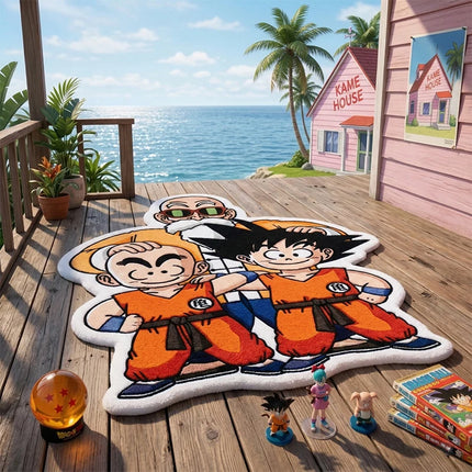 Dragon Ball Z Goku Krillin Roshi Custom Shape Polyester Rug Anime Fan Collectible Area Carpet for Living Room Bedroom Decor